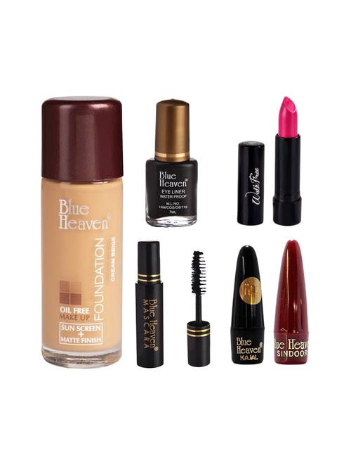 blue heaven pack of foundation,eyeliner,mascara,kajal,sindoor,walkfree lipstick shade-14 - 17274955 - Very Small Image - 1