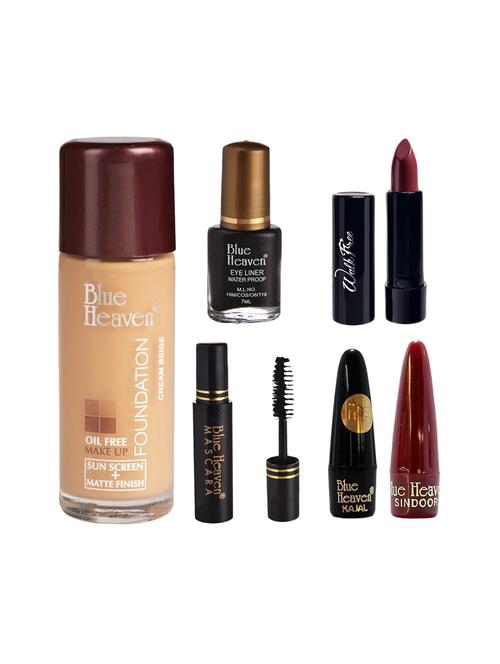 blue heaven pack of foundation,eyeliner,mascara,kajal,sindoor,walkfree lipstick shade-15 - 17274956 - Standard Image - 1
