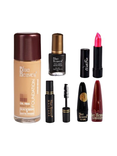 blue heaven pack of foundation,eyeliner,mascara,kajal,sindoor,walkfree lipstick shade-20 - 17274961 - Very Small Image - 1