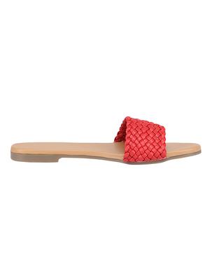 red pu slip on sandals - 17275010 - Standard Image - 2