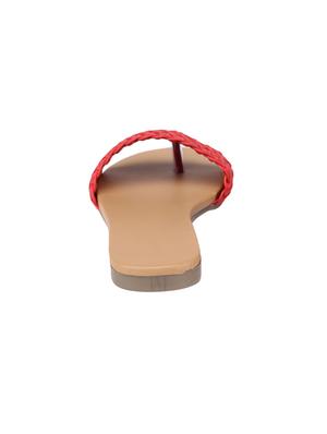 red pu slip on sandals - 17275010 - Standard Image - 3