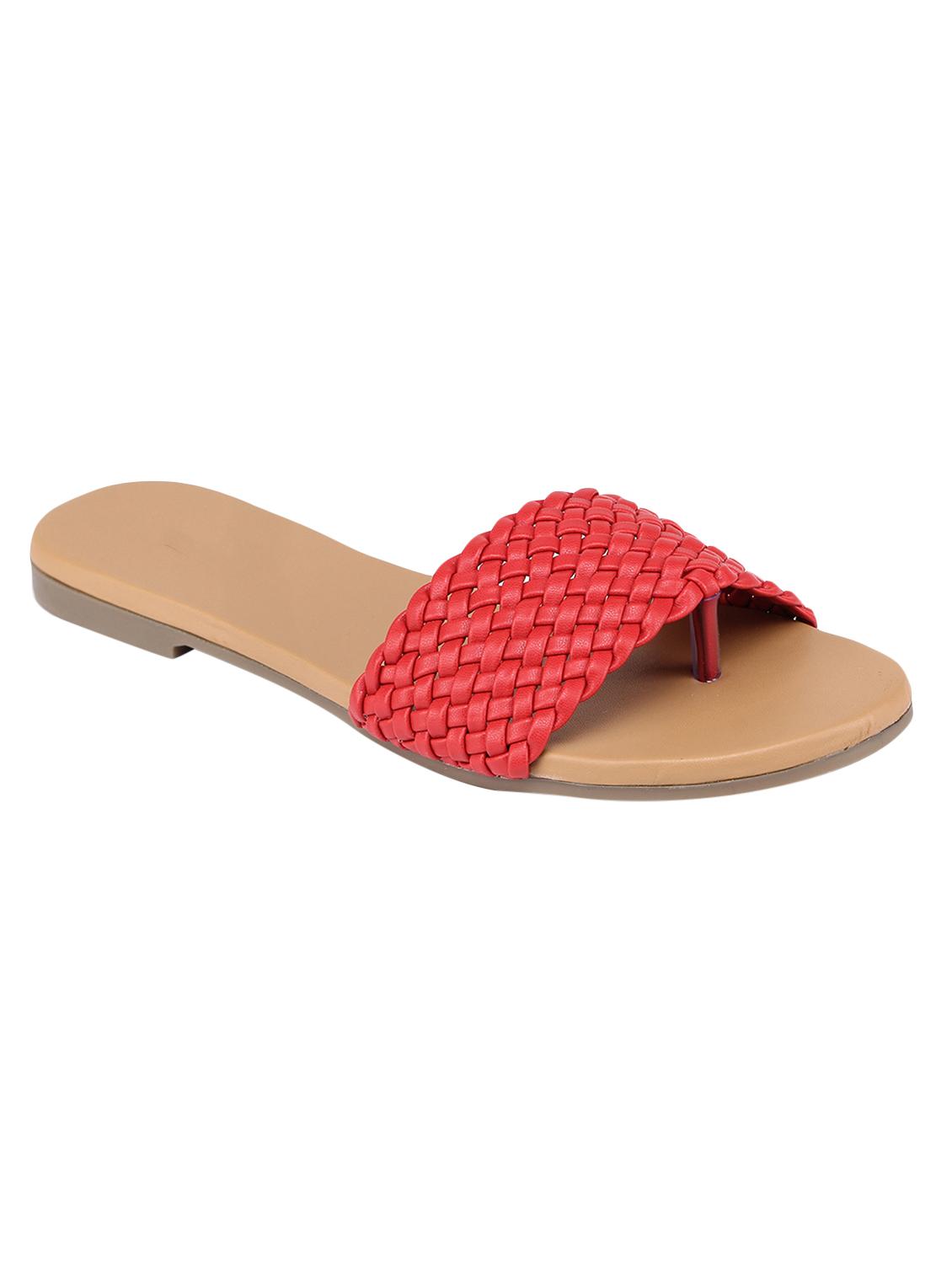 red pu slip on sandals - 17275010 - Zoom Image - 1