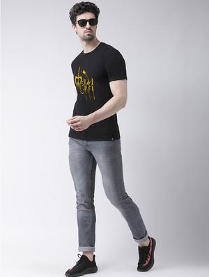 black chest print t-shirt - 17275135 - Standard Image - 4