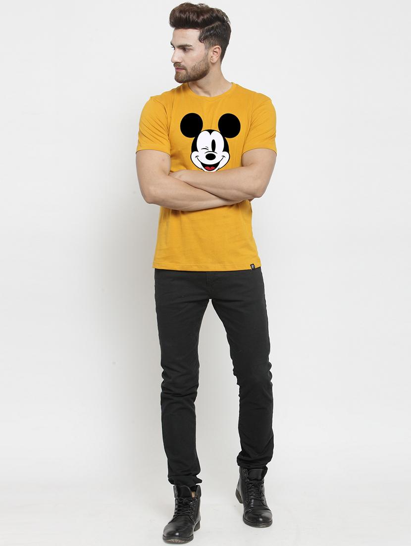 mustard chest print t-shirt - 17275138 - Zoom Image - 4