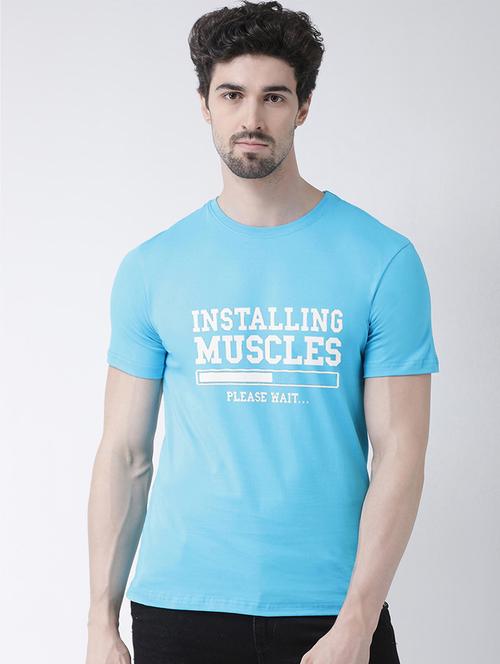 light blue chest print t-shirt - 17275158 - Very Small Image - 1