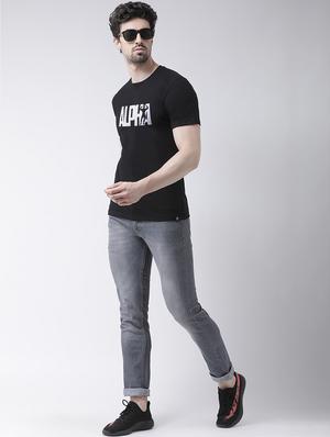 black chest print t-shirt - 17275171 - Standard Image - 4