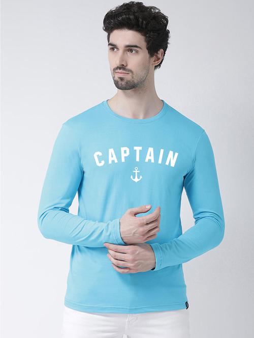light blue chest print t-shirt - 17275194 - Standard Image - 1
