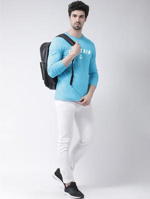 light blue chest print t-shirt - 17275194 - Standard Image - 4