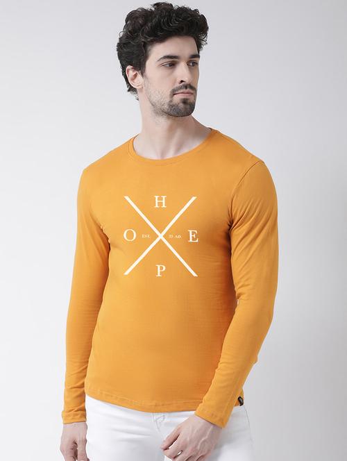 mustard chest print t-shirt - 17275198 - Very Small Image - 1