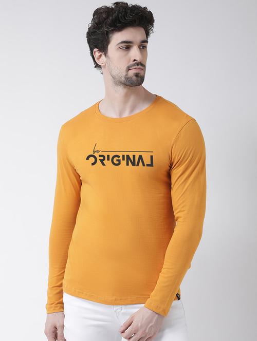 mustard chest print t-shirt - 17275200 - Very Small Image - 1
