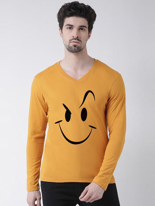 mustard chest print t-shirt - 17275227 - Standard Image - 1