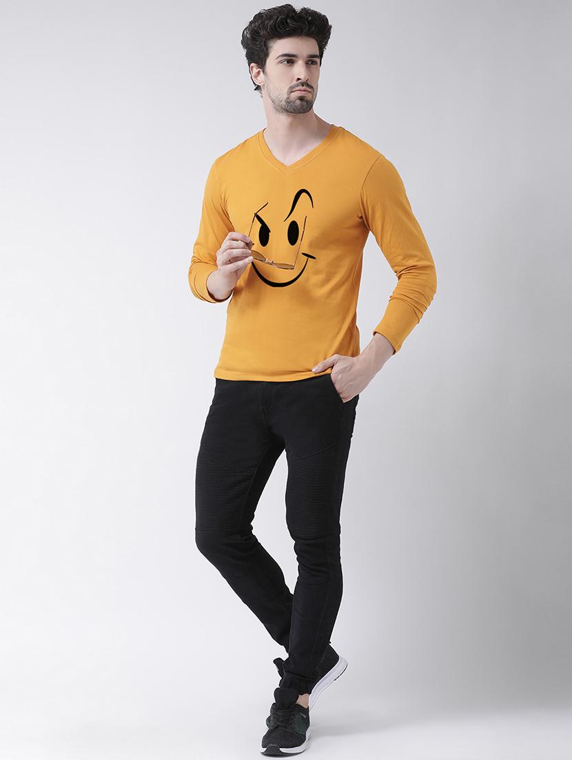 mustard chest print t-shirt - 17275227 - Zoom Image - 4