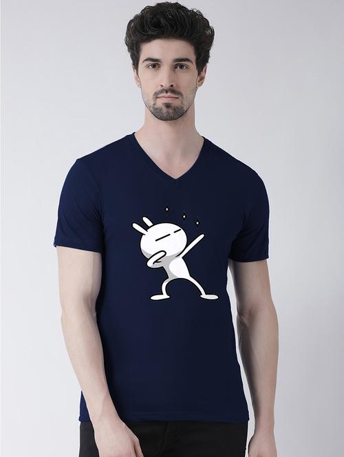 navy blue chest print t-shirt - 17275261 - Very Small Image - 1