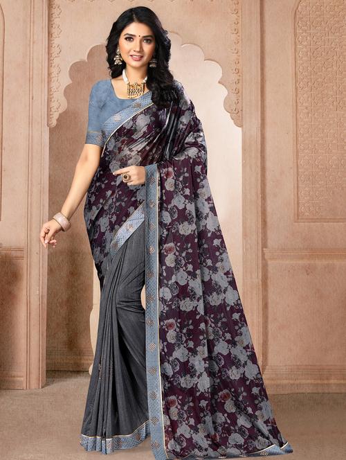 embellished half & half saree with blouse - 17275388 - Standard Image - 1