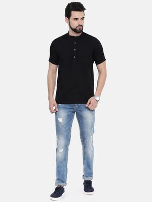 black solid short kurta - 17275615 - Standard Image - 4