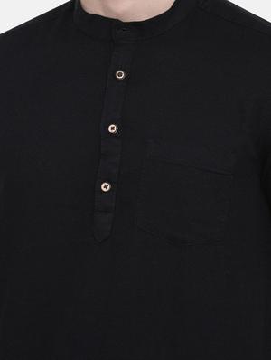 black solid short kurta - 17275615 - Standard Image - 5