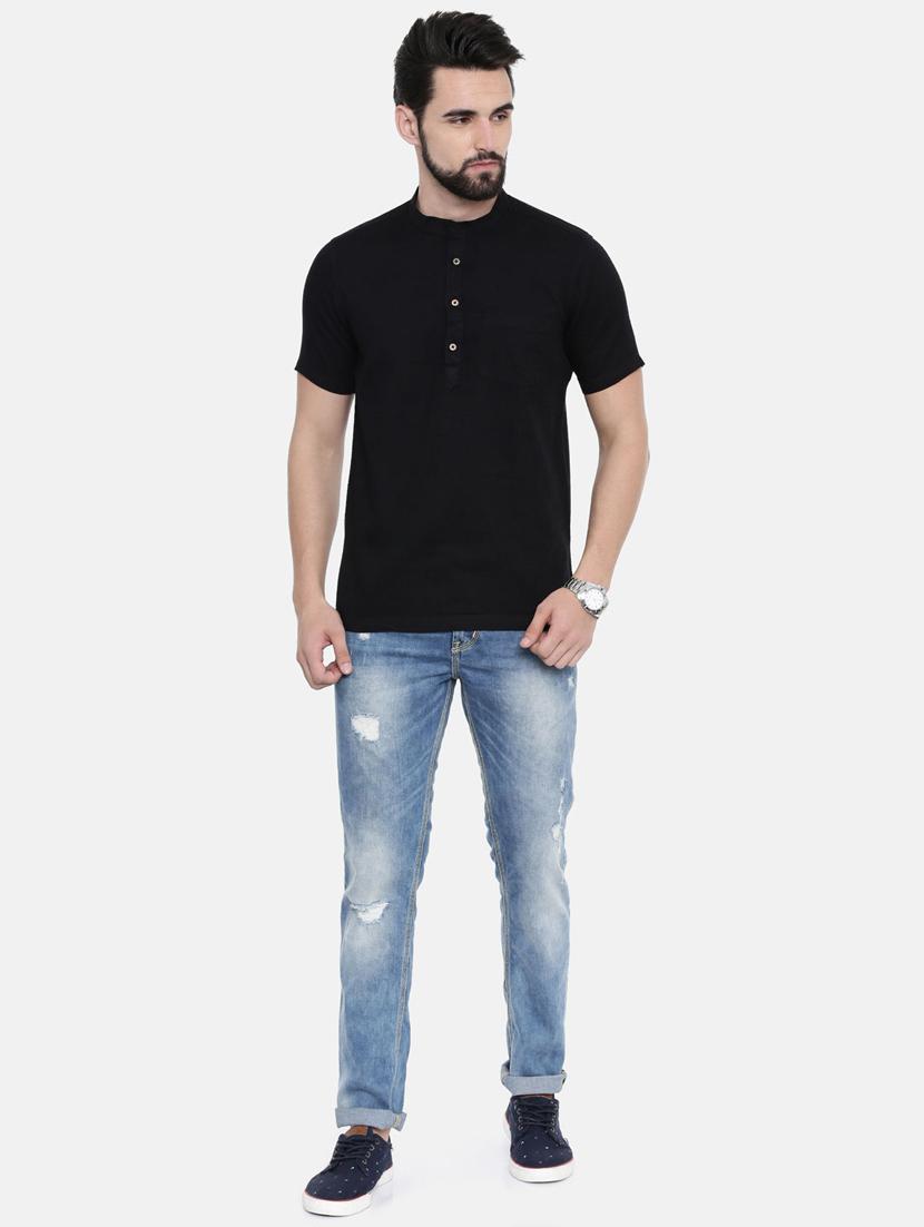 black solid short kurta - 17275615 - Zoom Image - 4