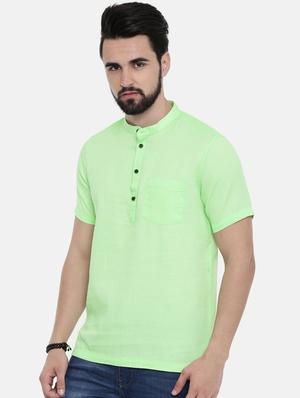 green solid short kurta - 17275616 - Standard Image - 2