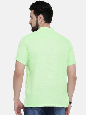 green solid short kurta - 17275616 - Standard Image - 3