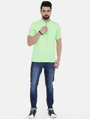 green solid short kurta - 17275616 - Standard Image - 4
