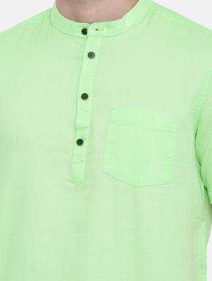 green solid short kurta - 17275616 - Standard Image - 5