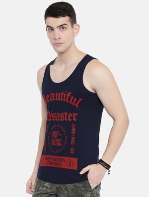 navy blue front print t-shirt - 17275640 - Standard Image - 2