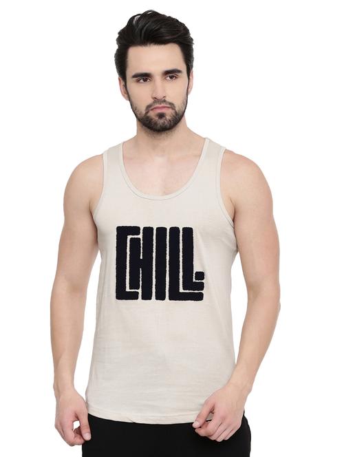beige chest print t-shirt - 17275666 - Standard Image - 1