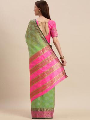 solid woven saree with blouse - 17275679 - Standard Image - 2