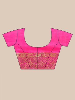 solid woven saree with blouse - 17275679 - Standard Image - 3