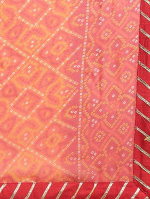 printed bandhani saree with blouse - 17275694 - Standard Image - 4
