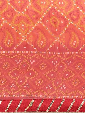 printed bandhani saree with blouse - 17275694 - Standard Image - 5