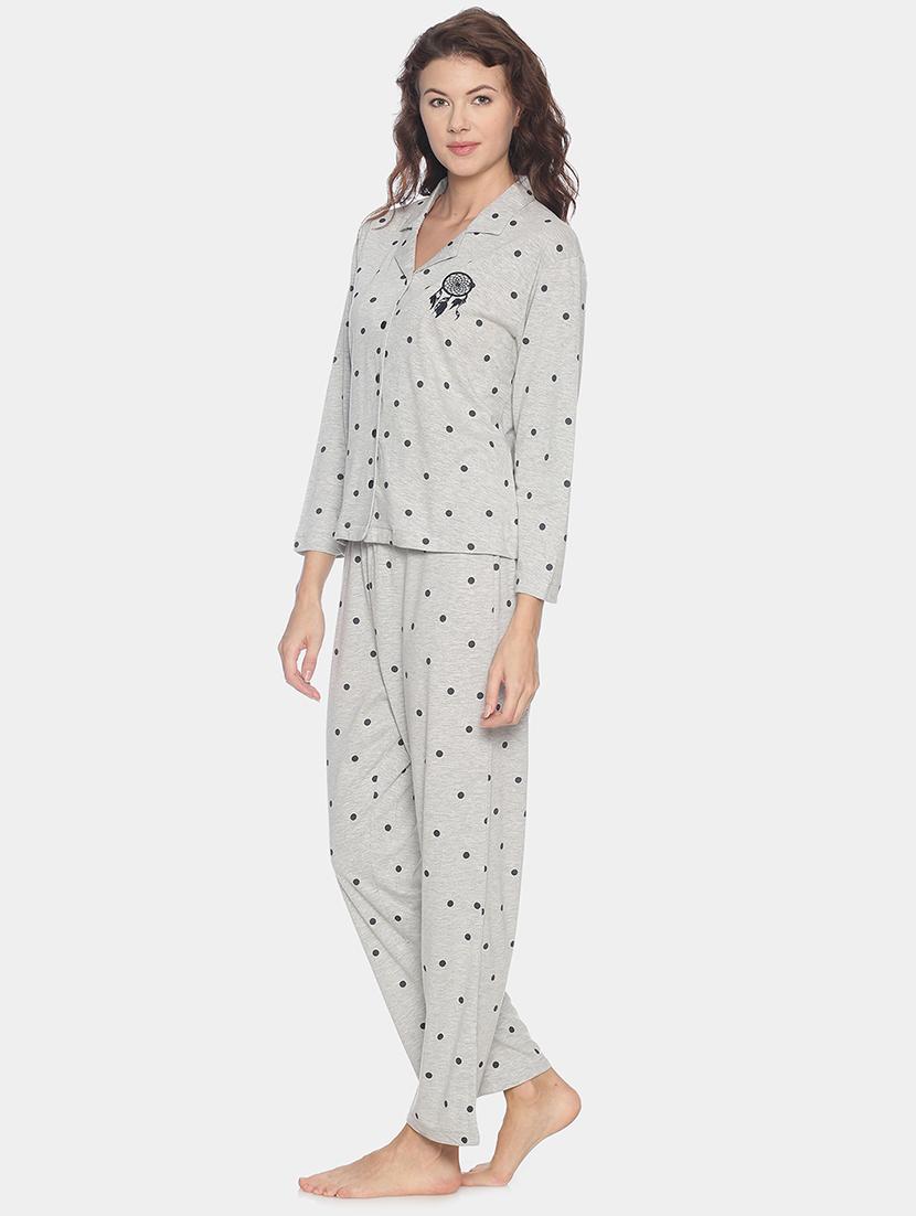 polka dot top with pyjama nightwear set - 17275734 - Zoom Image - 2