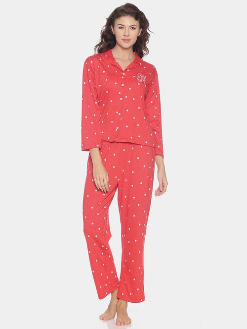 polka dot top with pyjama nightwear set - 17275735 - Standard Image - 1