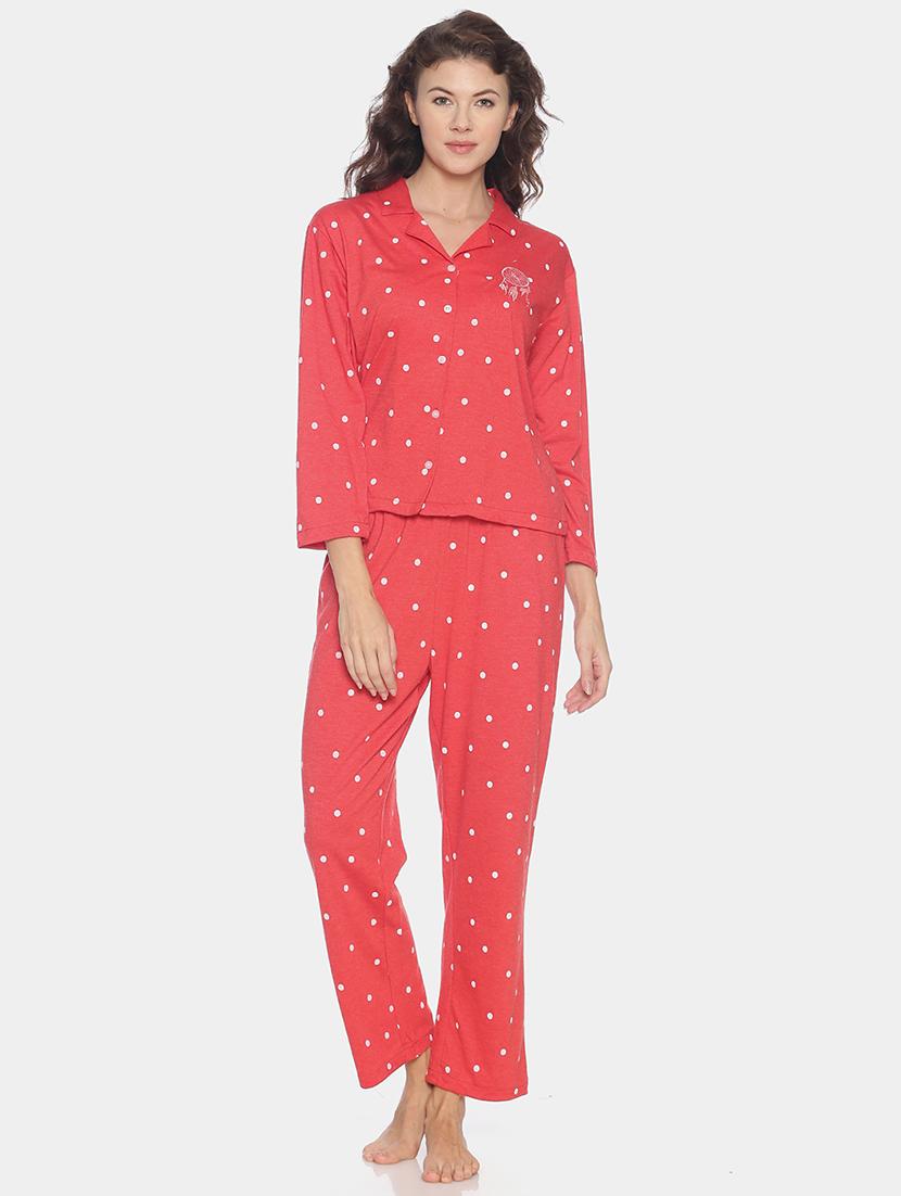 polka dot top with pyjama nightwear set - 17275735 - Zoom Image - 1