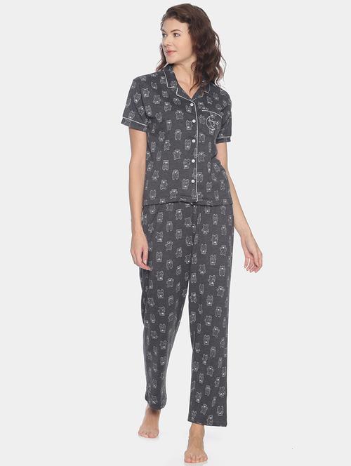 quirky print top with pyjama nightwear set - 17275738 - Standard Image - 1