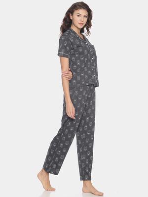 quirky print top with pyjama nightwear set - 17275738 - Standard Image - 2