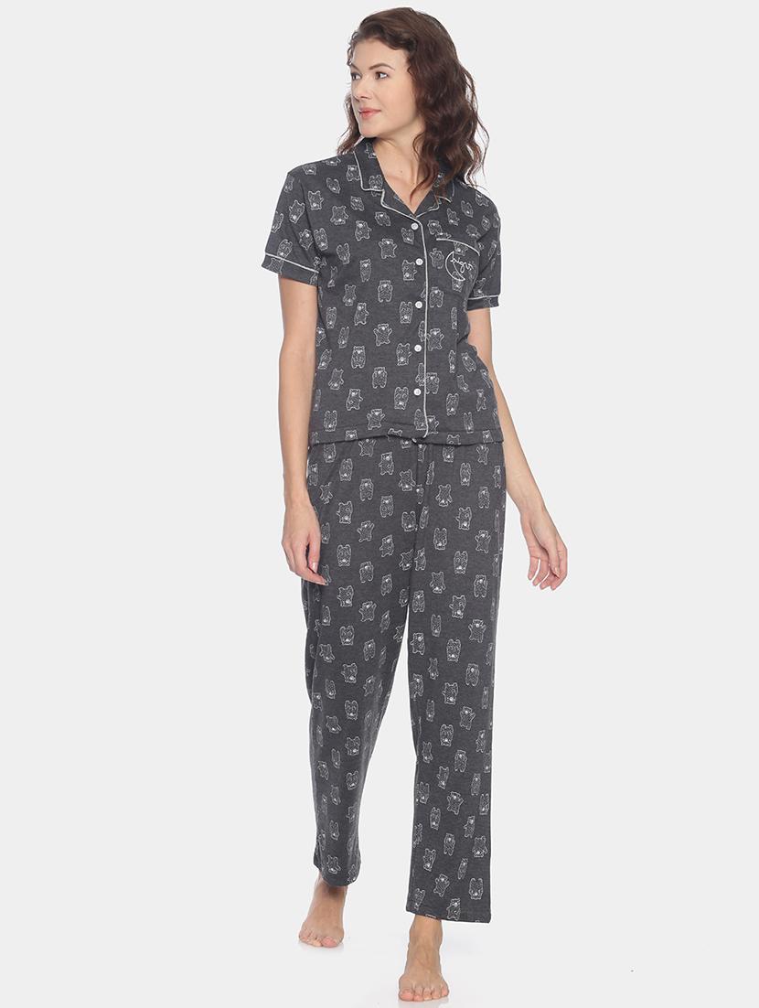 quirky print top with pyjama nightwear set - 17275738 - Zoom Image - 1