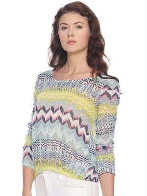 round neck printed blouson top - 17275742 - Standard Image - 2