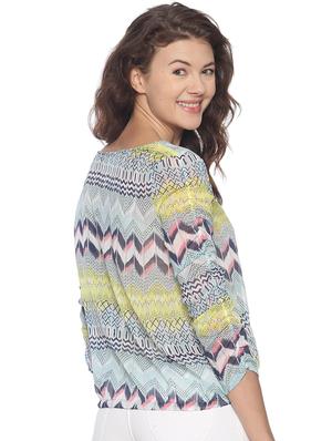 round neck printed blouson top - 17275742 - Standard Image - 3
