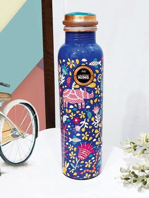 premium copper water bottle meena blue flower printed - 17276037 - Standard Image - 2