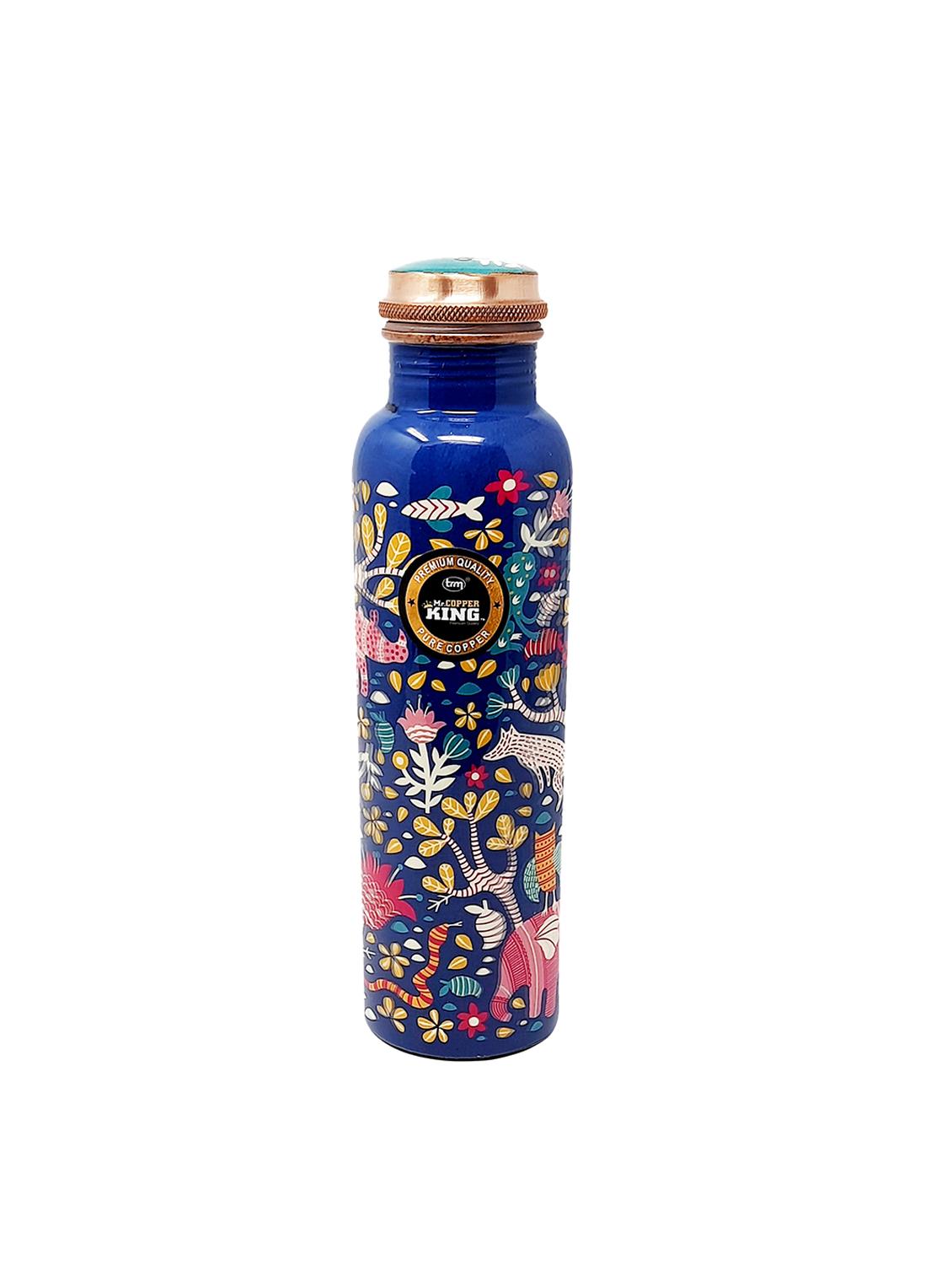 premium copper water bottle meena blue flower printed - 17276037 - Zoom Image - 1