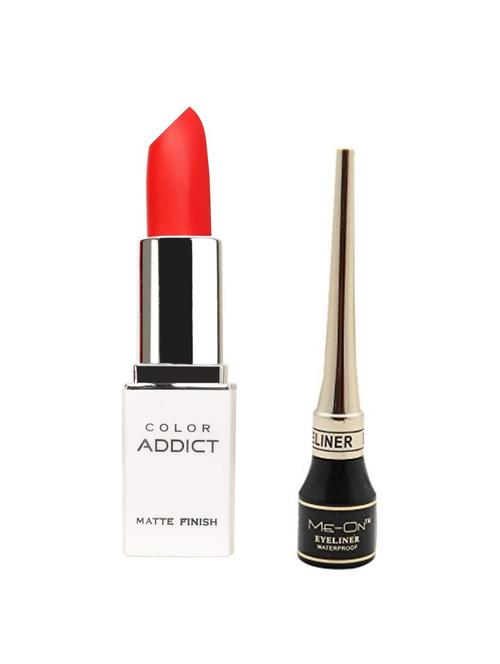 me-on pack of liquid eyeliner plus color addict matte lipstick shade-5 - 17276965 - Standard Image - 1