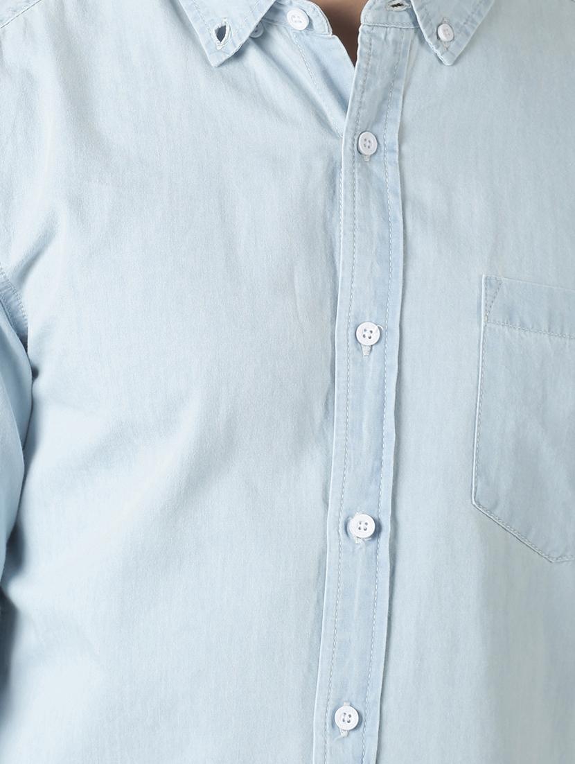 blue solid denim casual shirt - 17277658 - Zoom Image - 5