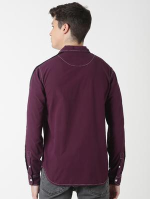 purple printed taped casual shirt - 17277660 - Standard Image - 3