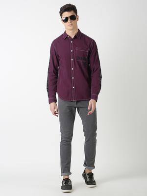 purple printed taped casual shirt - 17277660 - Standard Image - 4