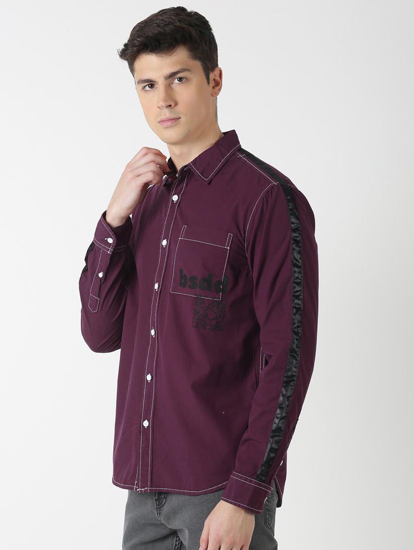 purple printed taped casual shirt - 17277660 - Zoom Image - 2