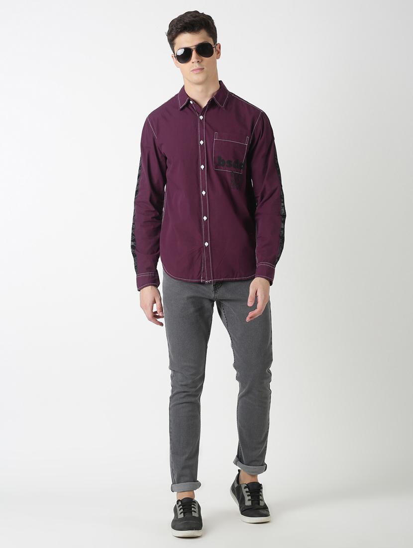 purple printed taped casual shirt - 17277660 - Zoom Image - 4