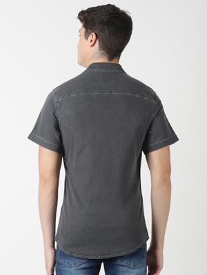 grey solid casual shirt - 17277662 - Standard Image - 3