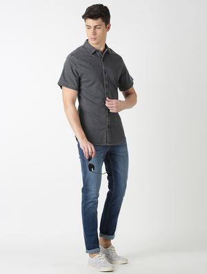 grey solid casual shirt - 17277662 - Standard Image - 4