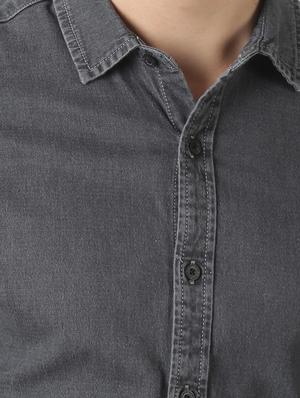 grey solid casual shirt - 17277662 - Standard Image - 5